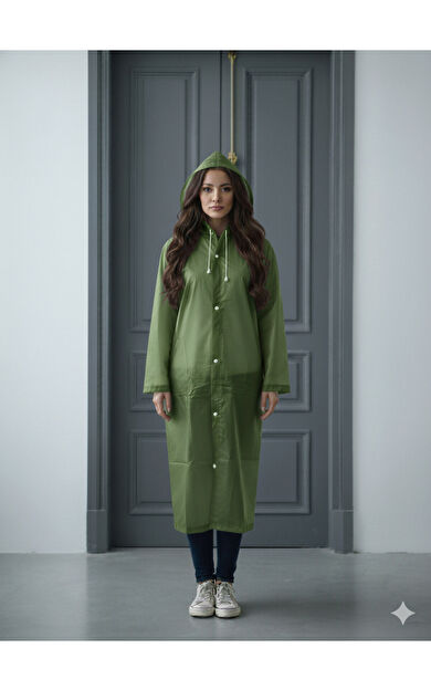 Gabbiano Yetişkin Unisex Yüksek Gramajlı Kalın Eva Kumaş Suya Rüzgara Dayanıklı Yağmurluk Yeşil