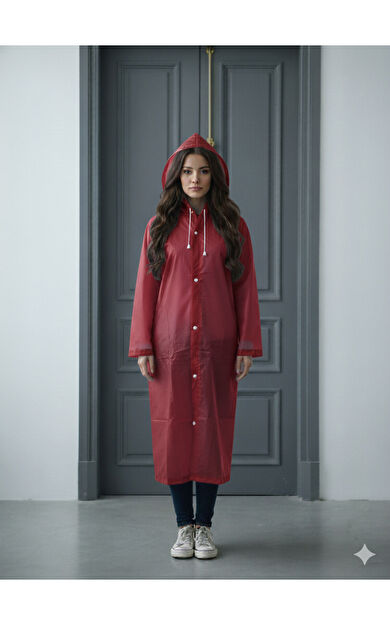 Gabbiano Yetişkin Unisex Yüksek Gramajlı Kalın Eva Kumaş Suya Rüzgara Dayanıklı Yağmurluk Bordo