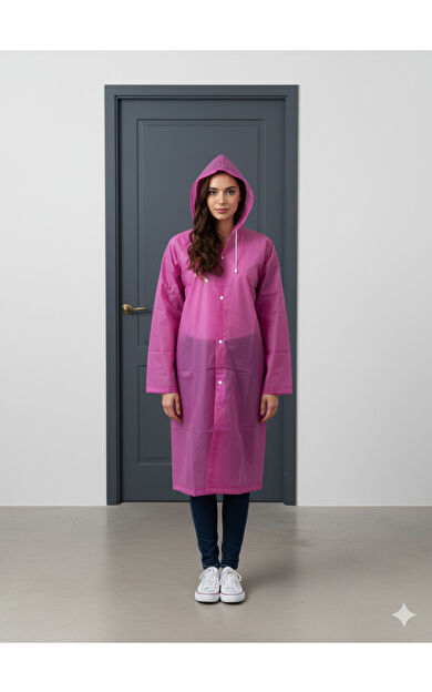 Gabbiano Yetişkin Unisex Yüksek Gramajlı Kalın Eva Kumaş Suya Rüzgara Dayanıklı Yağmurluk Pembe