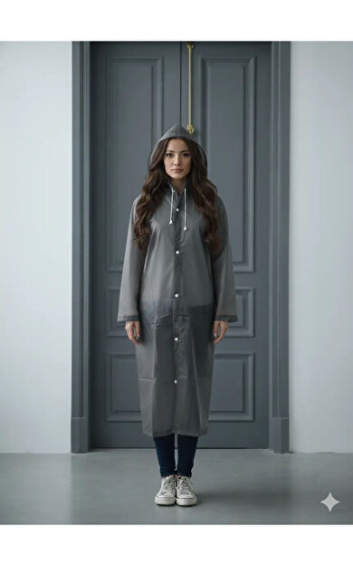 Gabbiano Yetişkin Unisex Yüksek Gramajlı Kalın Eva Kumaş Suya Rüzgara Dayanıklı Yağmurluk Gri