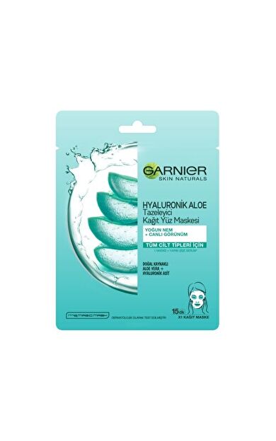 Garnier Hyaluronik Asit + Aloe Vera Tazeleyici Kağıt Yüz Maskesi