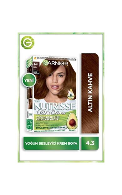 Garnier Nutrisse Yoğun Besleyici Kalıcı Krem Saç Boyası 4.3 Altın Kahve
