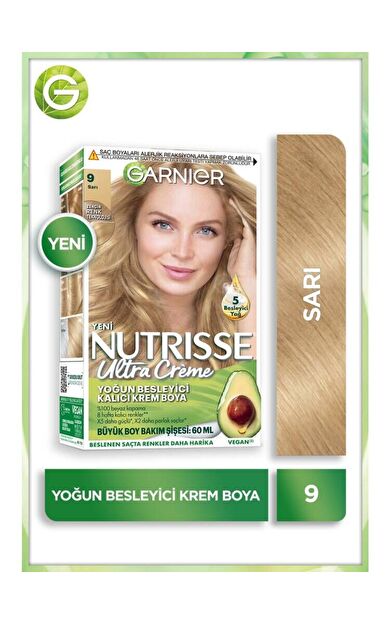 Garnier Nutrisse Yoğun Besleyici Kalıcı Krem Saç Boyası 9 Sarı