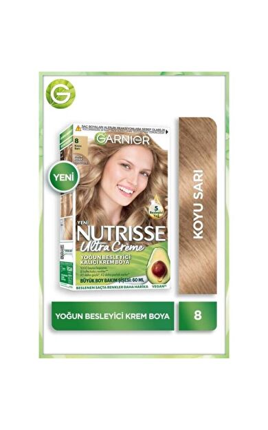 Garnier Nutrisse Yoğun Besleyici Kalıcı Krem Saç Boyası 8 Koyu Sarı