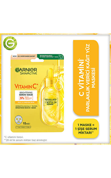 Garnier C Vitamini Parlaklık Verici Kağıt Yüz Maskesi