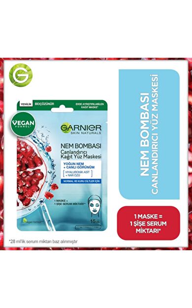 Garnier Nem Bombası Canlandırıcı Kağıt Maske 32 gr