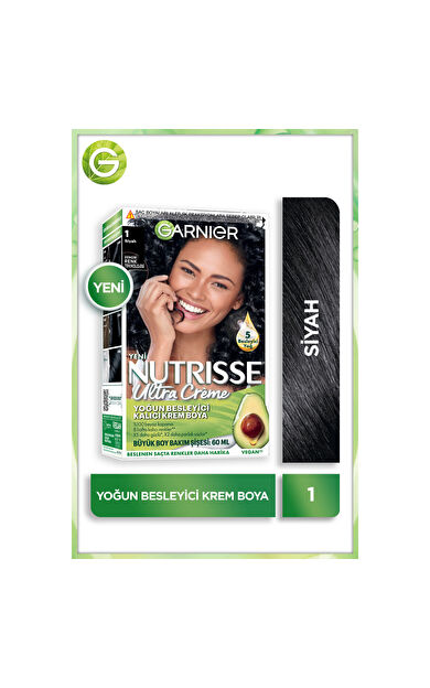 Garnier Nutrisse Yoğun Besleyici Kalıcı Krem Saç Boyası 1 Siyah