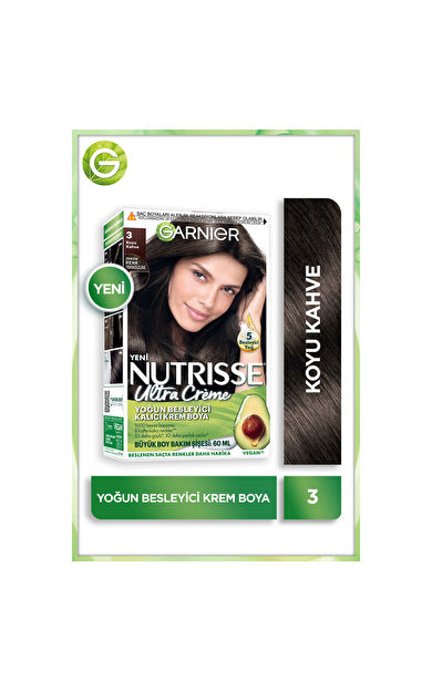Garnier Nutrisse Yoğun Besleyici Kalıcı Krem Saç Boyası 3 Koyu Kahve