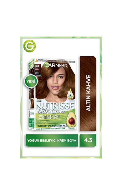 Garnier Nutrisse Yoğun Besleyici Kalıcı Krem Saç Boyası 4.3 Altın Kahve