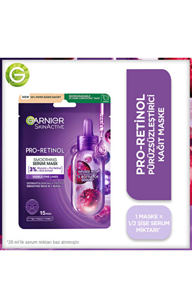 Garnier Pro-Retinol Pürüzsüzleştirici Kağıt Maske