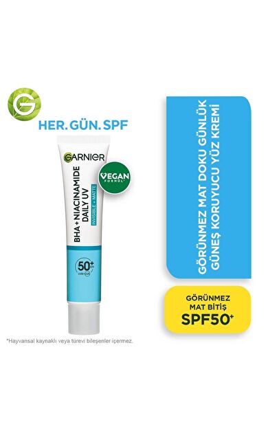 Garnier Saf & Temiz BHA Niasinamid Günlük Güneş Koruyucu Fluid Yüz Kremi SPF50+ 40 ml