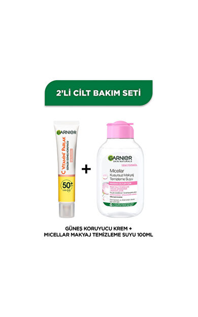 Garnier Uv C Vitamini Yüz Kremi 40 Ml + Micellar Makyaj Temizleme Suyu 100 Ml Kofre