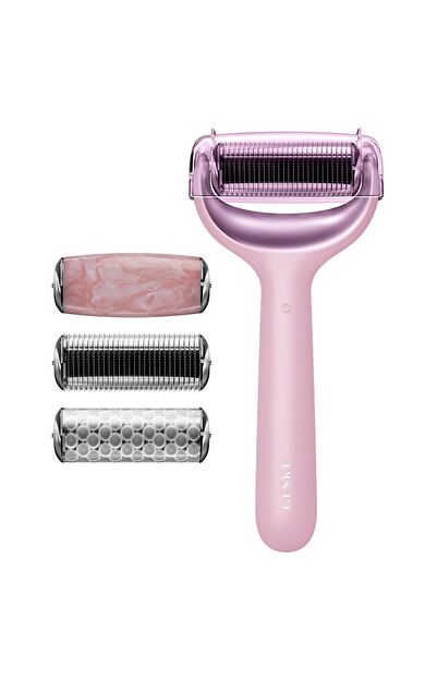 Geske Dermaroller Cihaz (mikro İğneli, Buz Başlığı, Kuvars Başlıklı) | Microneedle Face & Body Roller Pembe
