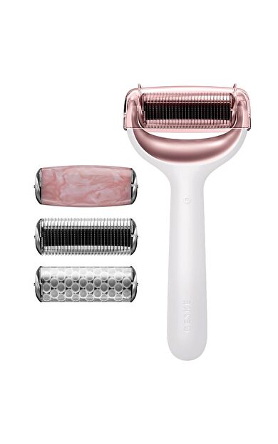 Geske Dermaroller Cihaz (mikro İğneli, Buz Başlığı, Pembe Kuvars Başlıklı) | Microneedle Face & Body Roller Beyaz