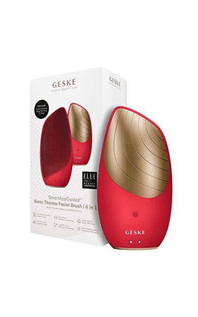 Geske Yüz Temizleme Ve Masaj Cihazı ( Titreşimli, Isılı) | Sonic Thermo Facial Brush Kırmızı