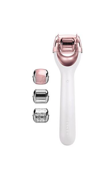 Geske Dermaroller Bakım Cihazı (mikro İğneli, Buz Başlığı, Pembe Kuvars Başlıklı)| Microneedle Face Roller Beyaz