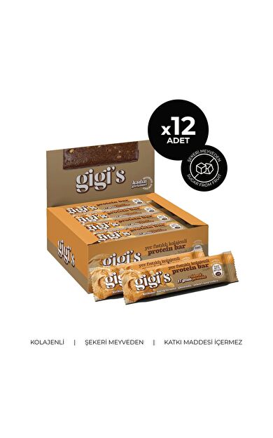 Gigi's 12'li Yer Fıstıklı Kolajenli Yüksek Protein Bar Paketi
