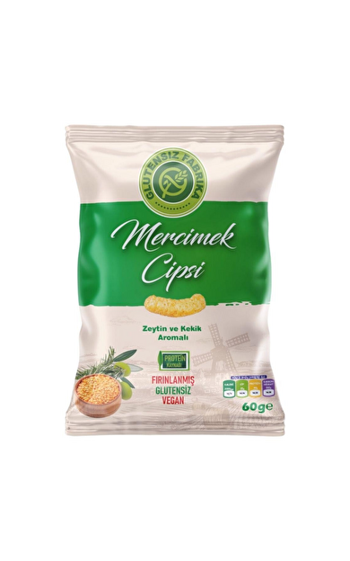 GLUTENSİZ FABRİKA Zeytin ve Kekik Aromalı Mercimek Cipsi 60g