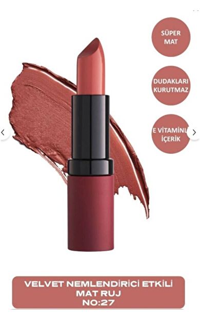 Mat Ruj - Velvet Matte Lipstick No 27 8691190466275 Kategori Ruj