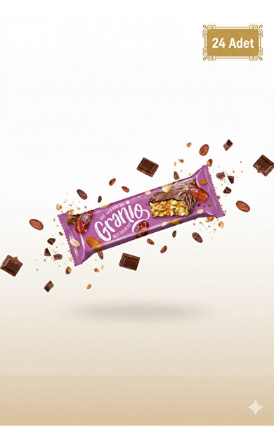 Granio Bademli Hurmalı Sütlü Çikolata Kaplı Bar 40 Gr X 24 Adet