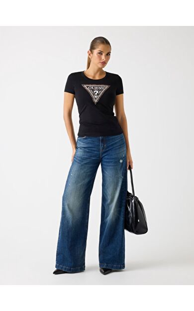 Guess W5BI15J1314 Ss Cn Triangle Kadın Tişört
