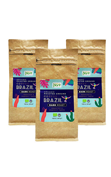 Güzel Ada Gıda Organik Öğütülmüş Filtre Kahve Brezilya Dark 3X200 Gr