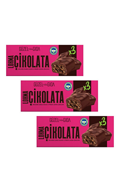 Güzel Ada Gıda Lokma Çikolata Duble Kakao Fındık Vegan Bar 3x35 Gr