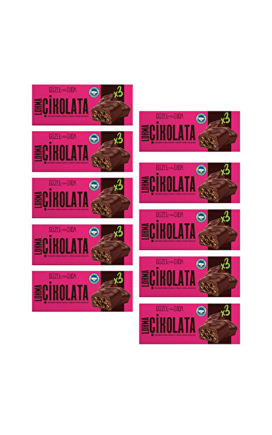 Güzel Ada Gıda Lokma Çikolata Duble Kakao Fındık Vegan Bar 10X35 Gr