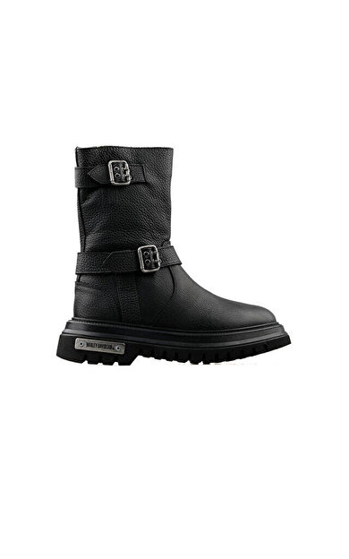 Harley Davidson Sahara Kadın Günlük Bot 021Z100566-BLACK-BASKILI-DERI Siyah