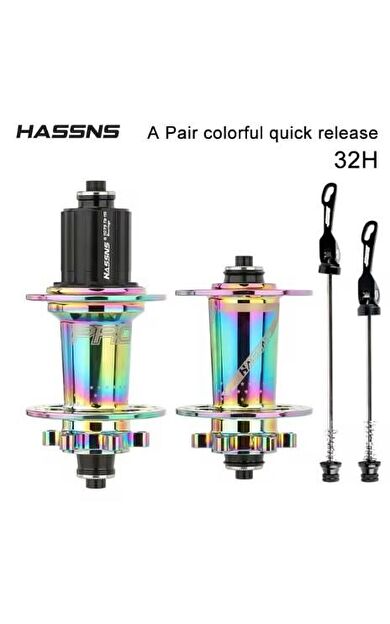 Hassns Pro 7 Rainbow Bisiklet Göbek Seti Ön Arka Kaset Göbek Seti 32 Delik 6 Vida Qr Mandal