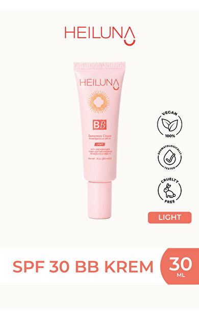 SPF 30 BB Krem 30 ml Light, Niacinamide & Aloe Vera ile Aydınlatıcı, Nemlendirici ve Güneş Koruma