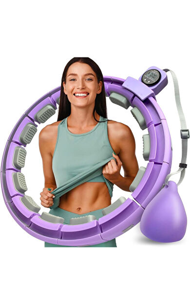 Hepitop Akıllı Hulahop – Ayarlanabilir, Düşmeyen, Kalori Sayarlı Fitness Hula Hoop – Evde Spor -Mor