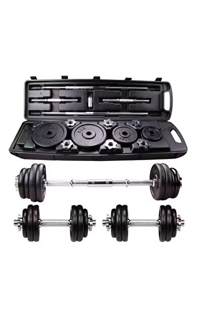 Hepitop Çantalı Döküm Demir Plaka Dambıl Seti 50 Kg Siyah Dumbbell Set