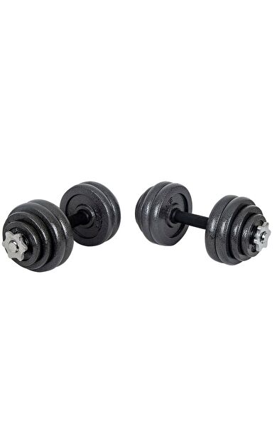 Hepitop Çantalı Döküm Plaka Dambıl Seti 30 Kg Siyah Dumbbell Set -Siyah