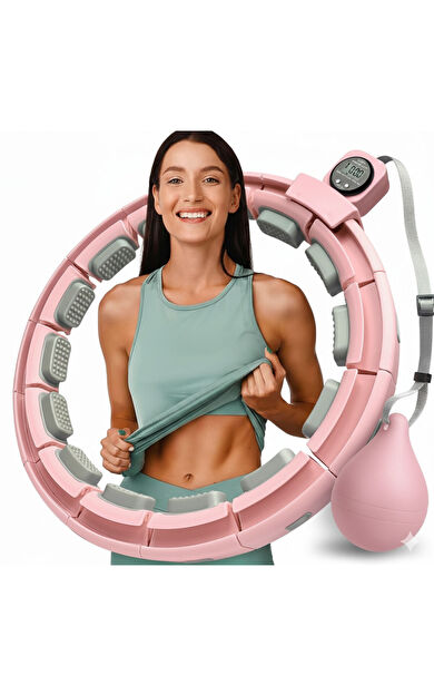 Hepitop Akıllı Hulahop – Ayarlanabilir, Düşmeyen, Kalori Sayarlı Fitness Hula Hoop – Evde Spor -Pembe