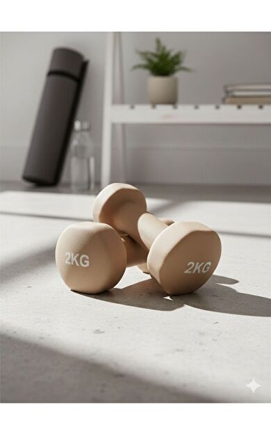 Hepitop Vinly Neoprene Kaplamalı Döküm Demir Dambıl Estetik Soft Pilates Fitness Ağırlığı 2 adet x 2 KG -Kahverengi