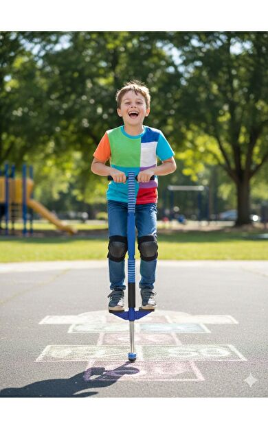 Hepitop Çocuk Zıplama Çubuğu Pogo Stick, Zıp Zıp Oyuncak, Denge, Eğlence ve Egzersiz Çubuğu -Lacivert