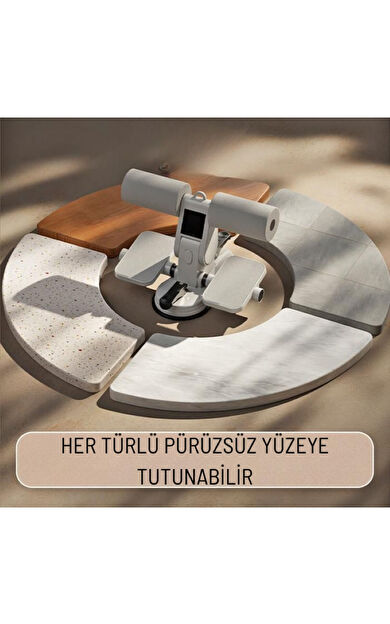 Hepitop Çift Vantuzlu Sayaçlı Mekik Çekme Spor Aleti Karın Egzersizi Evde Spor Egzersiz Mekik Aleti -Beyaz