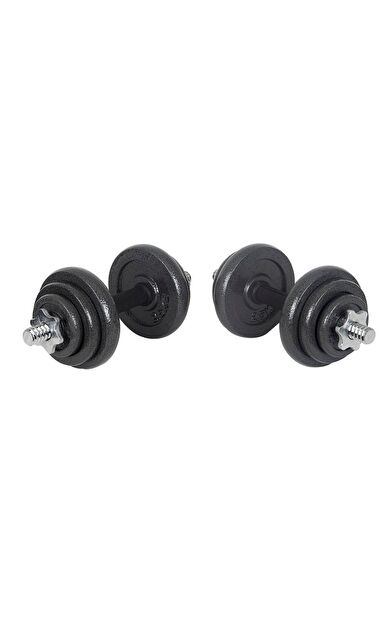 Hepitop Çantalı Döküm Plaka Dambıl Seti 20 Kg Siyah Dumbbell Set -Siyah