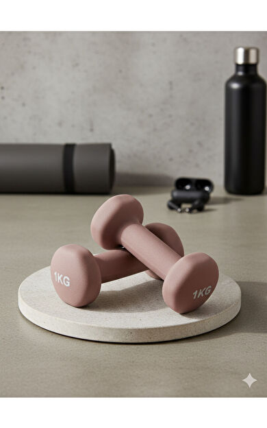 Hepitop Vinly Neoprene Kaplamalı Döküm Demir Dambıl Estetik Soft Pilates Fitness Ağırlığı 2 adet x 1 KG -Bordo