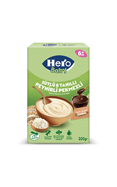 HERO Baby Sütlü Peynirli Pekmezli 8 Tahıllı Kaşık Maması 200g