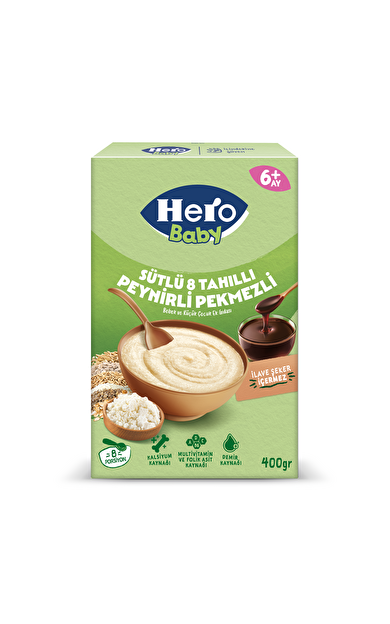HERO Baby Sütlü Peynirli Pekmezli 8 Tahıllı Kaşık Maması 400g