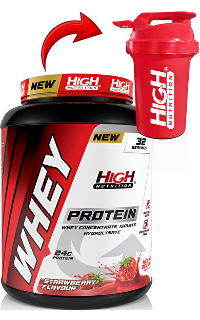 High Nutrition Nutrition Whey Protein 960 gr Çilek Aromalı Protein Tozu 24 Gram Protein 32 Servis