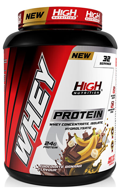 High Nutrition Whey Protein 960 gr Çikolata Muz Aromalı Protein Tozu 24 gram Protein 32 Servis