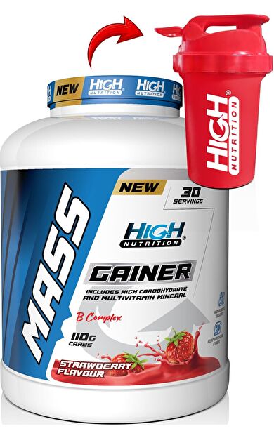 High Nutrition Mass Gainer 3600 gr Çilek Aromalı Kilo Almaya Yardımcı Hacim Kütle Kas Artırma Karbonhidrat Tozu