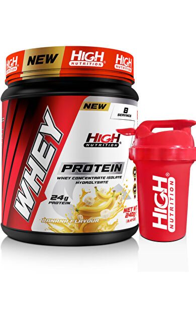 High Nutrition Whey Protein 240 gr Muz Aromalı Protein Tozu 24 gram Protein 8 Servis