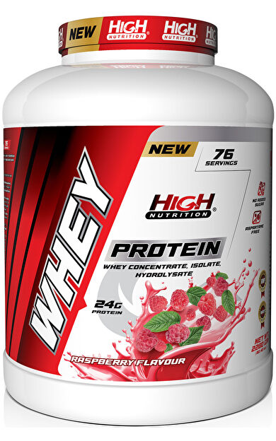 High Nutrition Whey Protein 2280 gr Ahududu Aromalı Protein Tozu 24 gram Protein 76 Servis