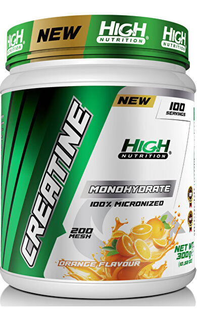 High Nutrition Micronized Creatine Monohydrate 300 Gr 100 Servis Kreatine Portakal Aromalı