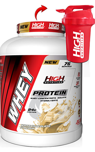 High Nutrition Whey Protein 2280 gr Beyaz Çikolata Aromalı Protein Tozu 24 gram Protein 76 Servis Shaker Hediye