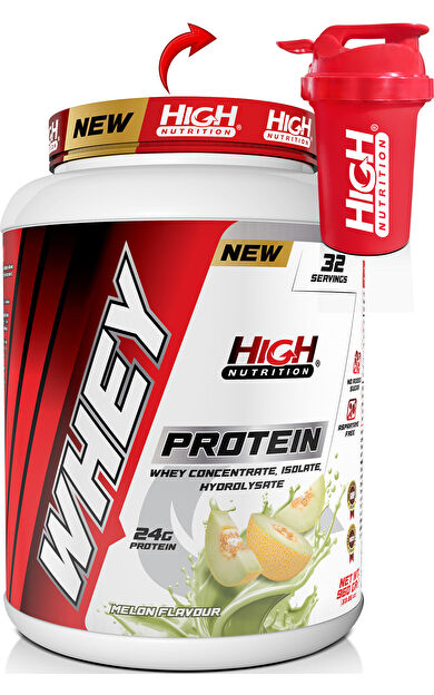 High Nutrition Whey Protein 960 gr Kavun Aromalı Protein Tozu 24 gram Protein 32 Servis Shaker Hediye